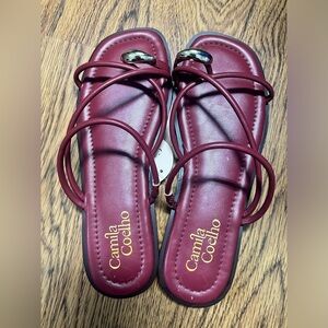 Camila Coelho revolve ssense chic burgundy red Strappy Sandals size 7.5 new nwt